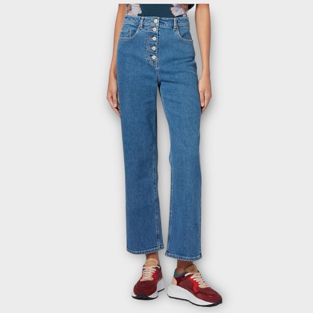PS Paul Smith Wide Leg Cropped Jean Medium Wash Size 31